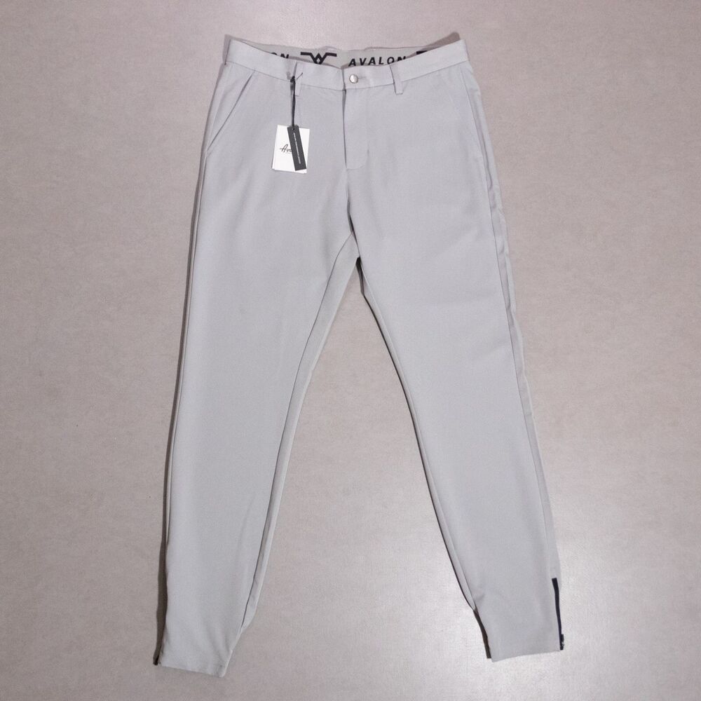 NWT Avalon Golf Performance Stretch Ankle Zip Gray Jogger Pants Mens 32L (32x31)